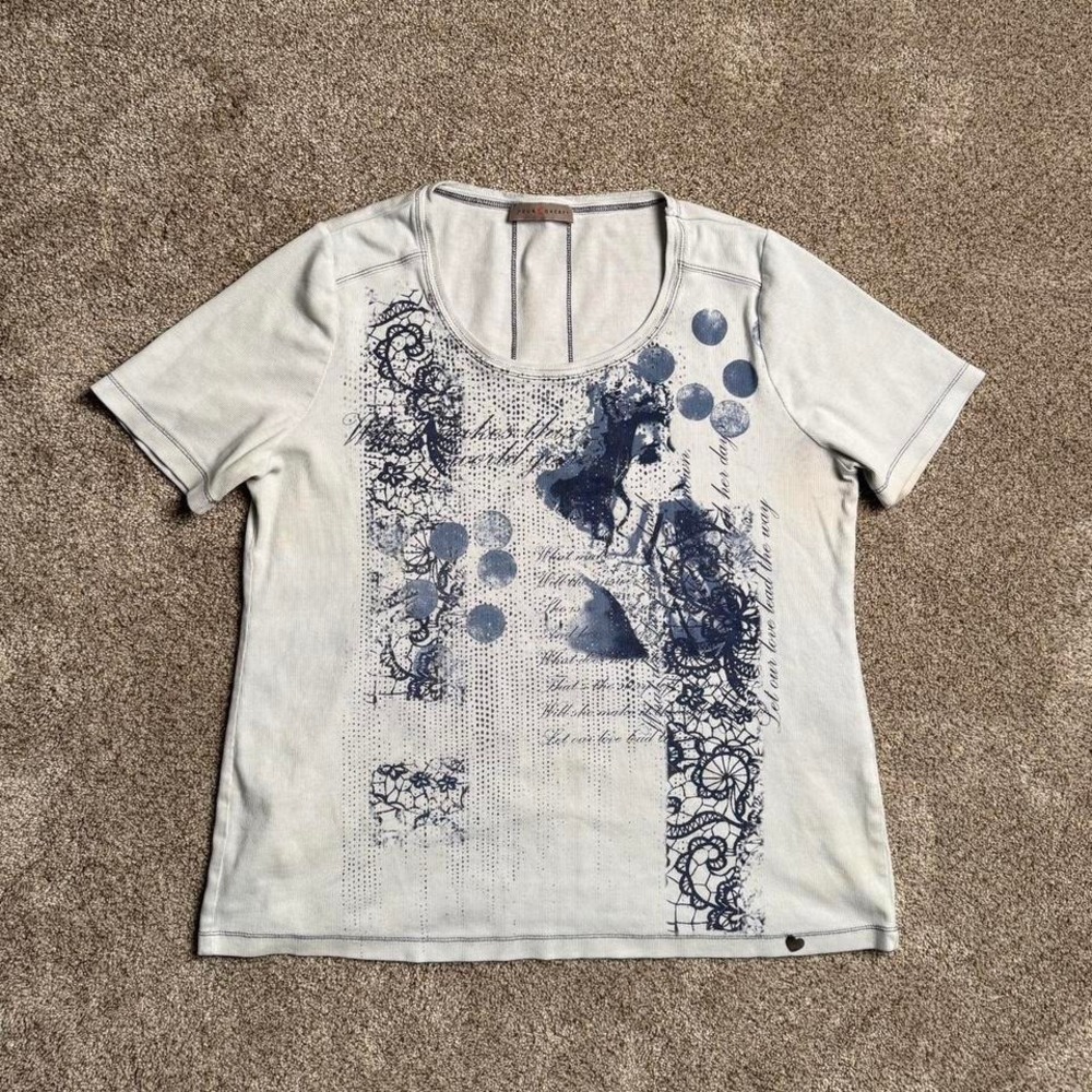 WHITE YOUR CONCEPT RIB-KNIT Y2K STYLE TEE